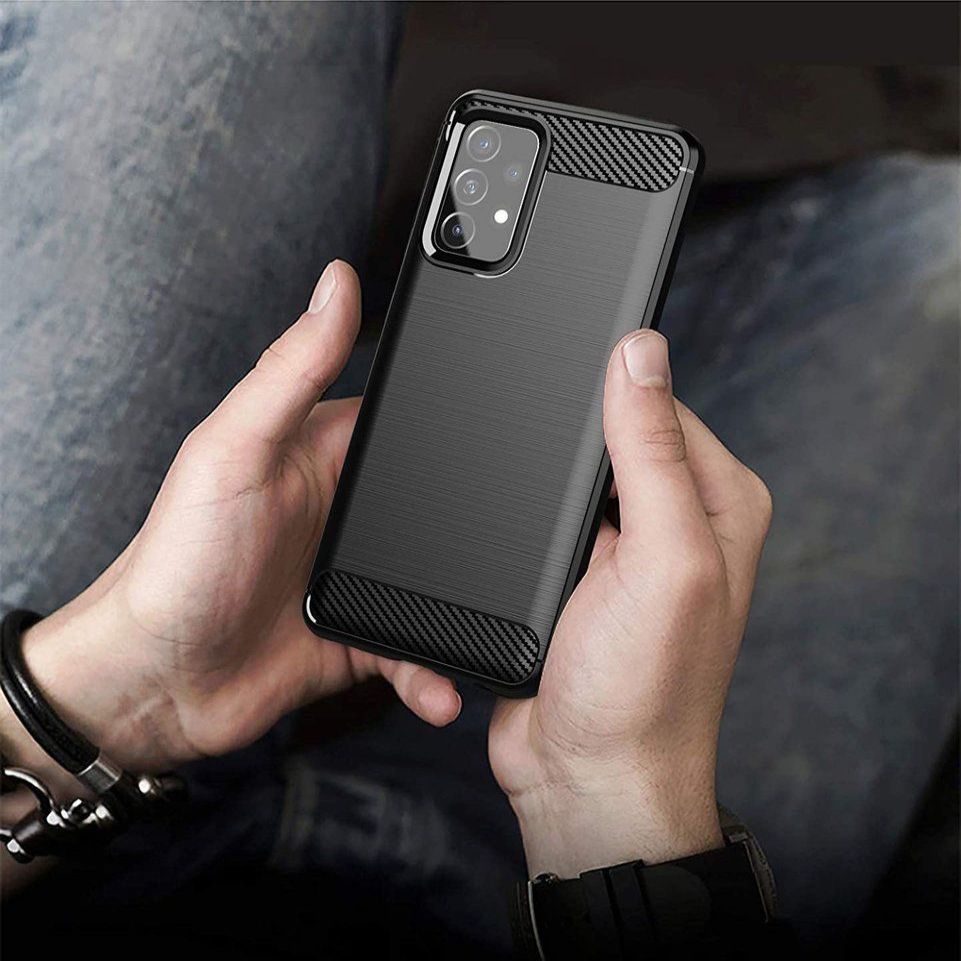 Back panel cover Hurtel Carbon Case Flexible Cover TPU Case for Samsung Galaxy A72 4G black