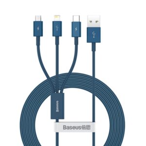 Cable Baseus  Baseus Superior 3in1 USB cable - Lightning / USB Type C / micro USB 3.5 A 1.5 m blue (CAMLTYS-03) 