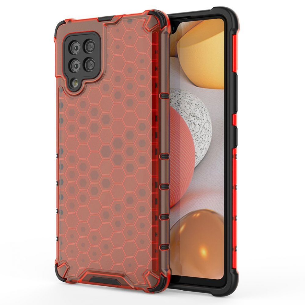 Aizmugurējais vāciņš Hurtel Honeycomb Case armor cover with TPU Bumper for Samsung Galaxy A42 5G red