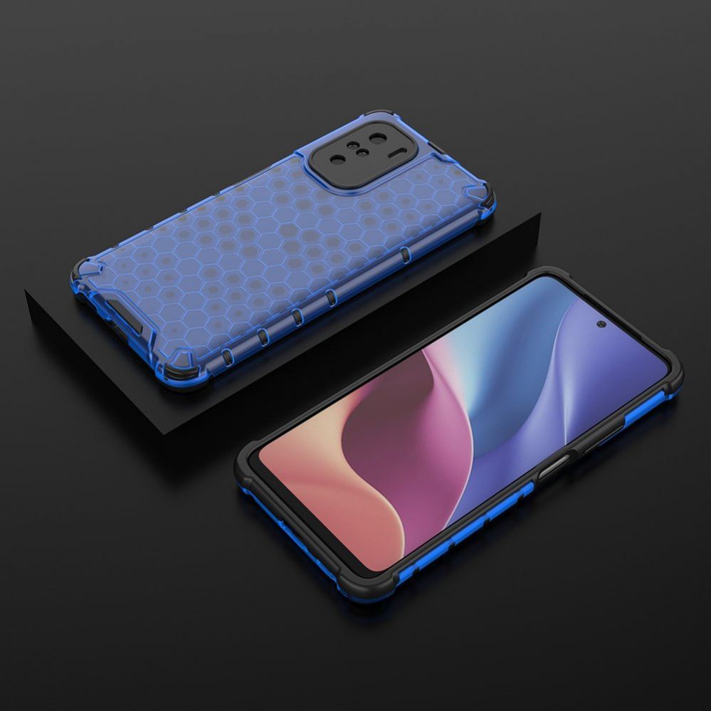 Aizmugurējais vāciņš Hurtel - Honeycomb Case armor cover with TPU Bumper for Xiaomi Redmi K40 Pro+ / K40 Pro / K40 / Poco F3 blue