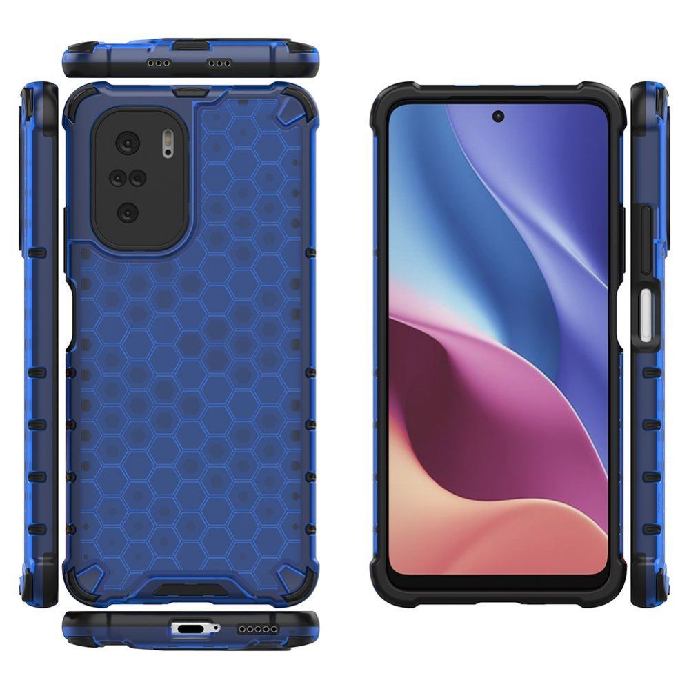 Aizmugurējais vāciņš Hurtel - Honeycomb Case armor cover with TPU Bumper for Xiaomi Redmi K40 Pro+ / K40 Pro / K40 / Poco F3 blue