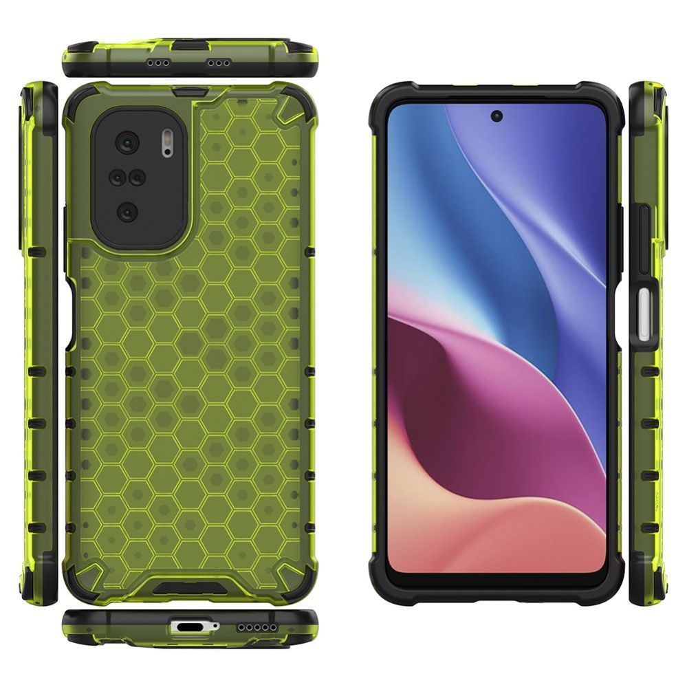 Aizmugurējais vāciņš Hurtel Honeycomb Case armor cover with TPU Bumper for Xiaomi Redmi K40 Pro+ / K40 Pro / K40 / Poco F3 green