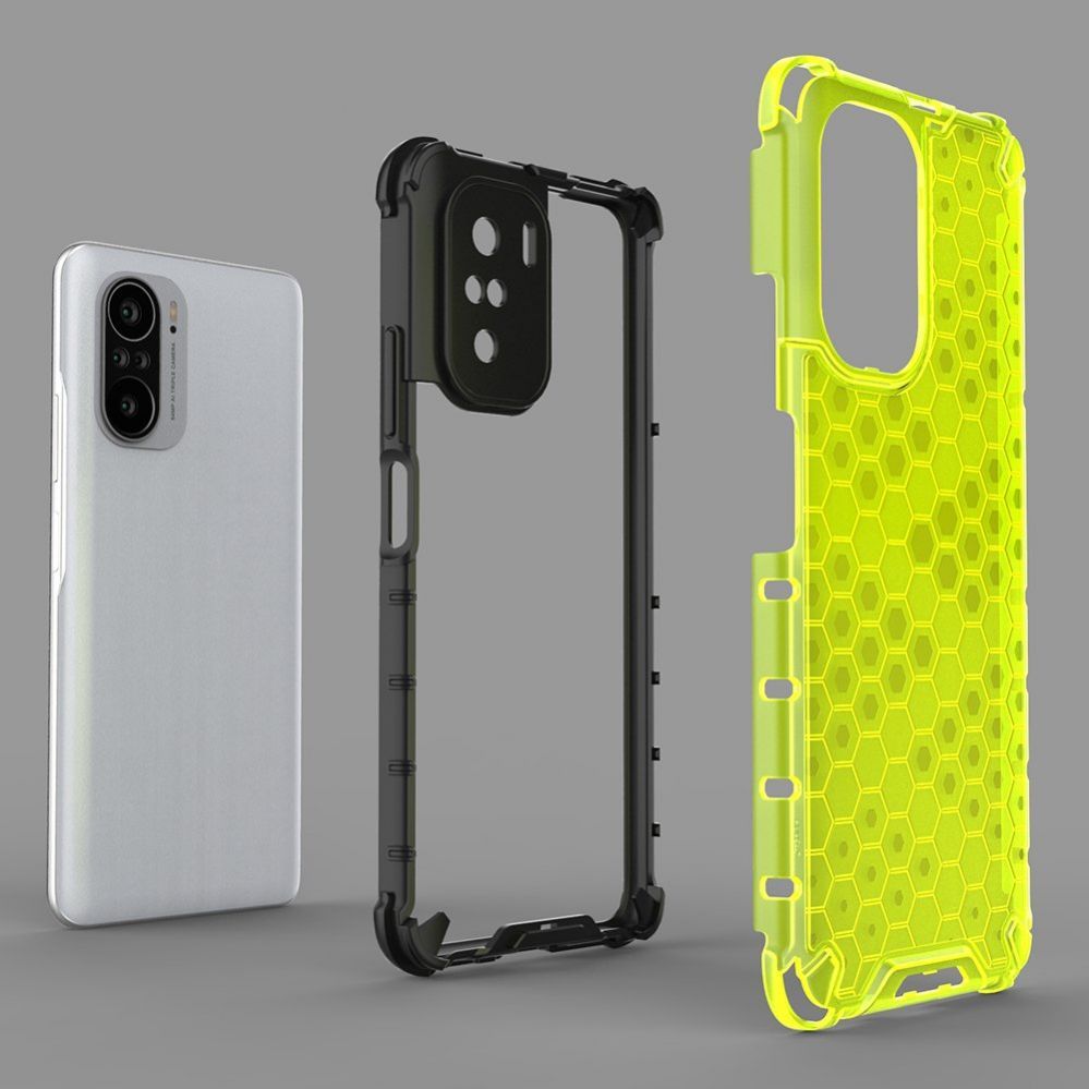 Aizmugurējais vāciņš Hurtel Honeycomb Case armor cover with TPU Bumper for Xiaomi Redmi K40 Pro+ / K40 Pro / K40 / Poco F3 green