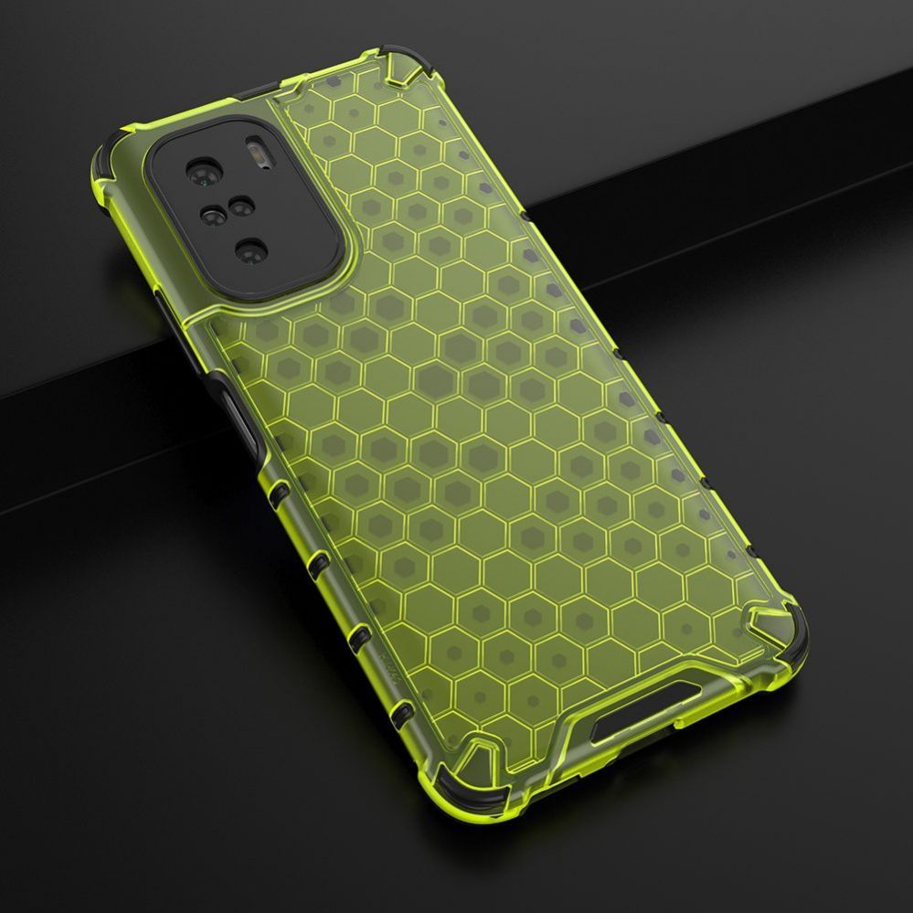 Aizmugurējais vāciņš Hurtel Honeycomb Case armor cover with TPU Bumper for Xiaomi Redmi K40 Pro+ / K40 Pro / K40 / Poco F3 green