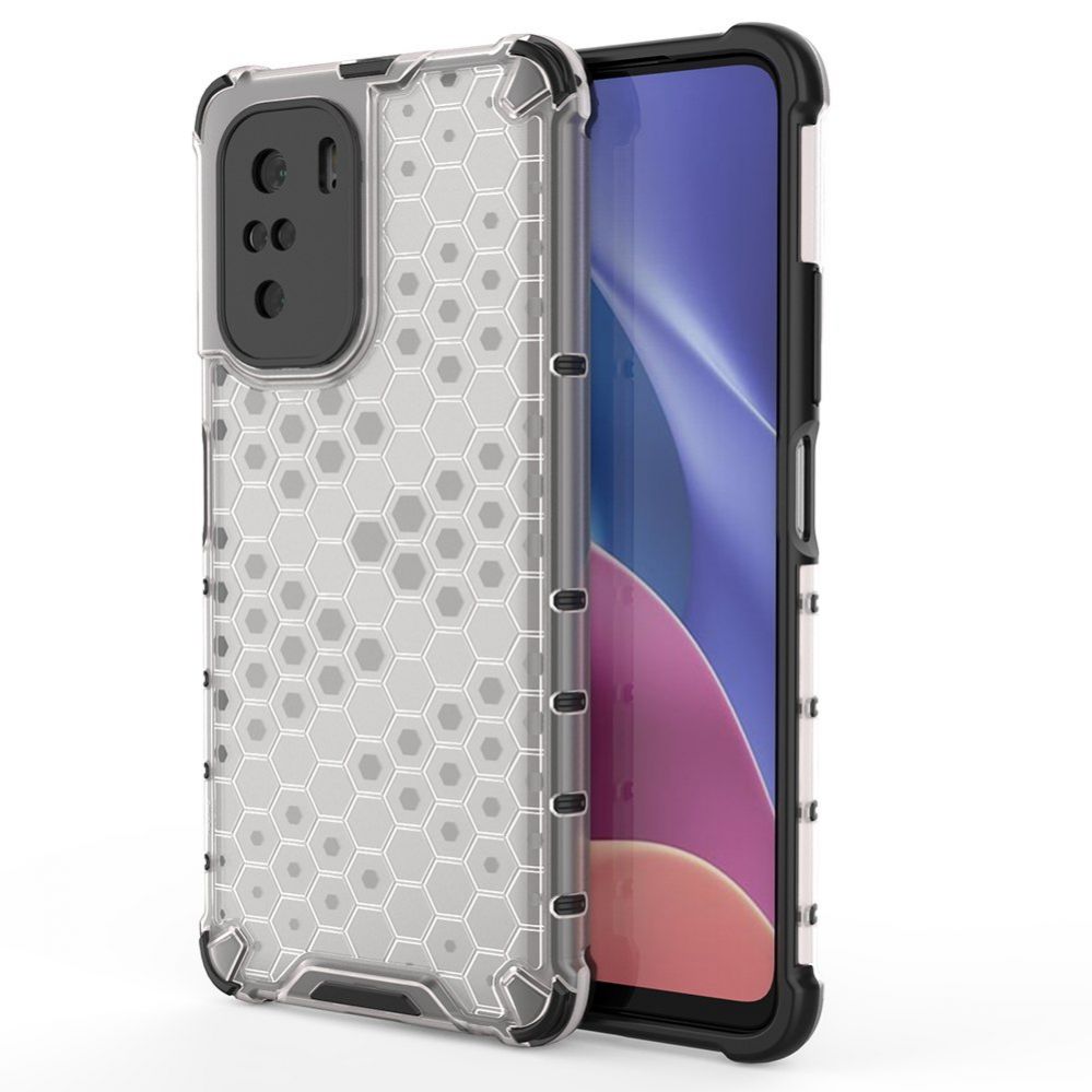 Aizmugurējais vāciņš Hurtel Honeycomb Case armor cover with TPU Bumper for Xiaomi Redmi K40 Pro+ / K40 Pro / K40 / Poco F3 transparent