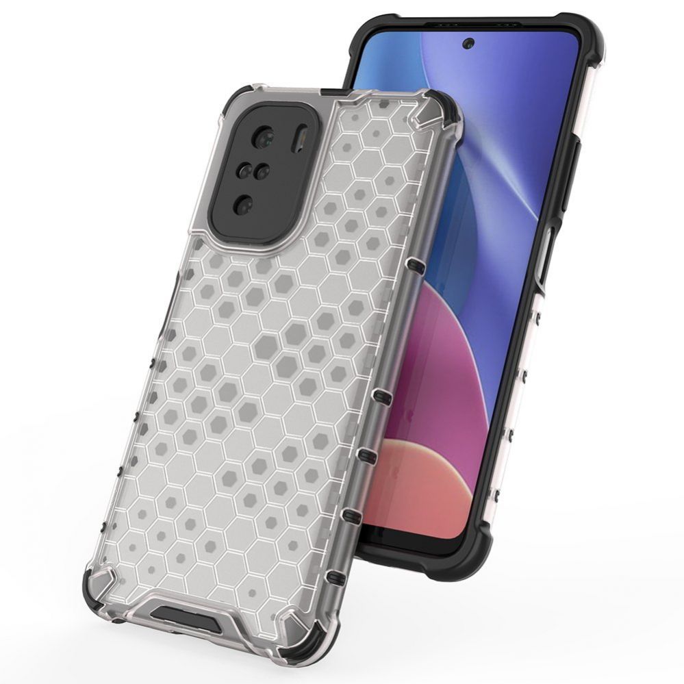 Aizmugurējais vāciņš Hurtel Honeycomb Case armor cover with TPU Bumper for Xiaomi Redmi K40 Pro+ / K40 Pro / K40 / Poco F3 transparent