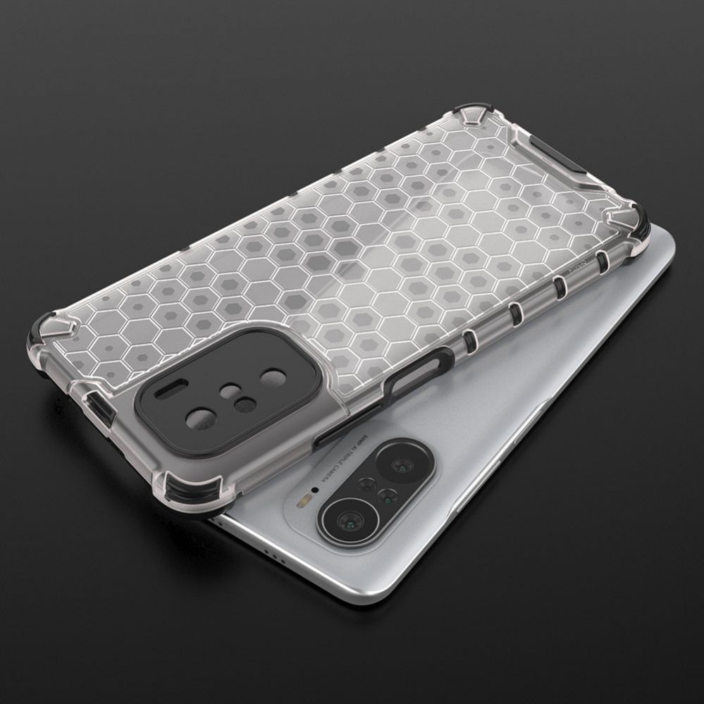 Aizmugurējais vāciņš Hurtel Honeycomb Case armor cover with TPU Bumper for Xiaomi Redmi K40 Pro+ / K40 Pro / K40 / Poco F3 transparent