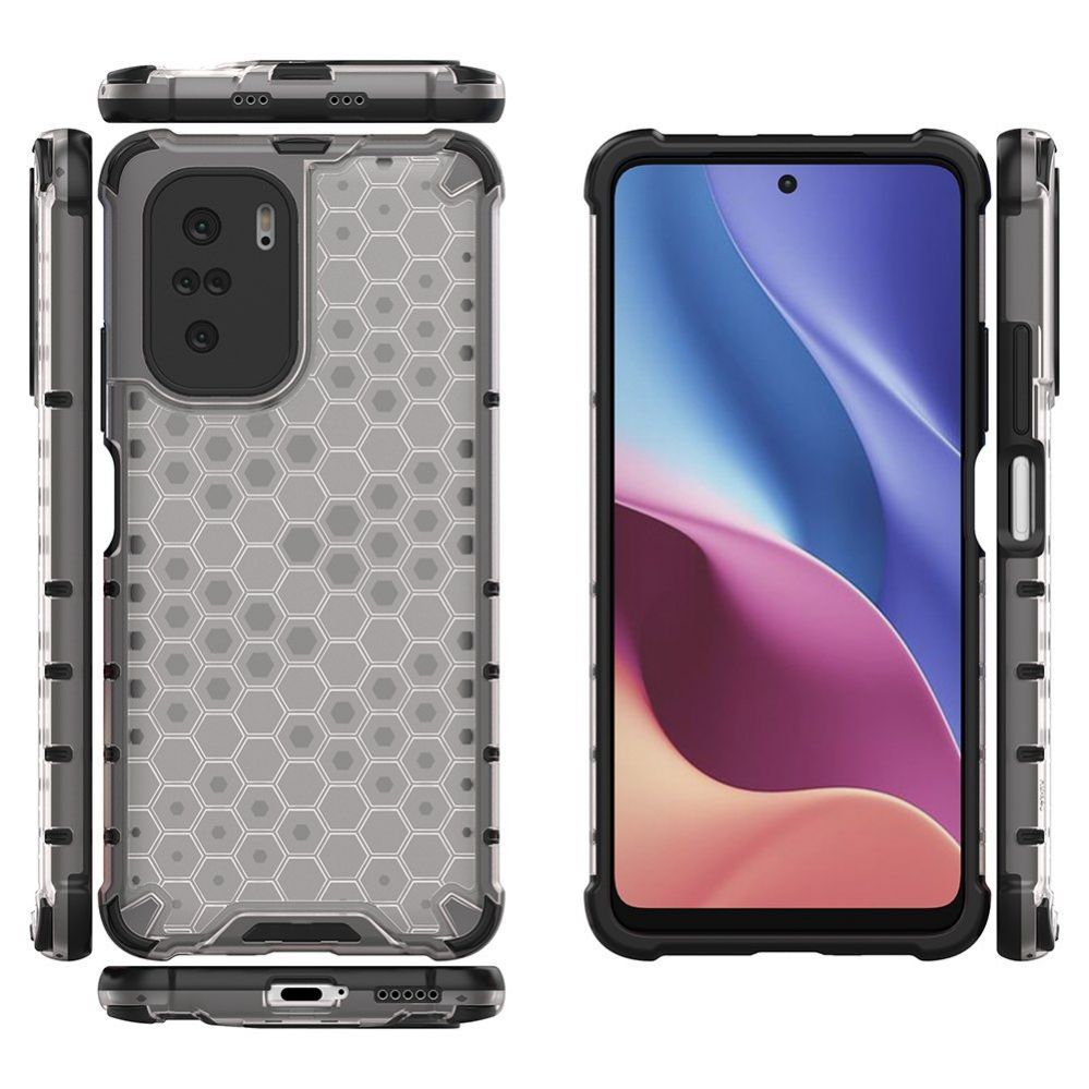 Aizmugurējais vāciņš Hurtel Honeycomb Case armor cover with TPU Bumper for Xiaomi Redmi K40 Pro+ / K40 Pro / K40 / Poco F3 transparent