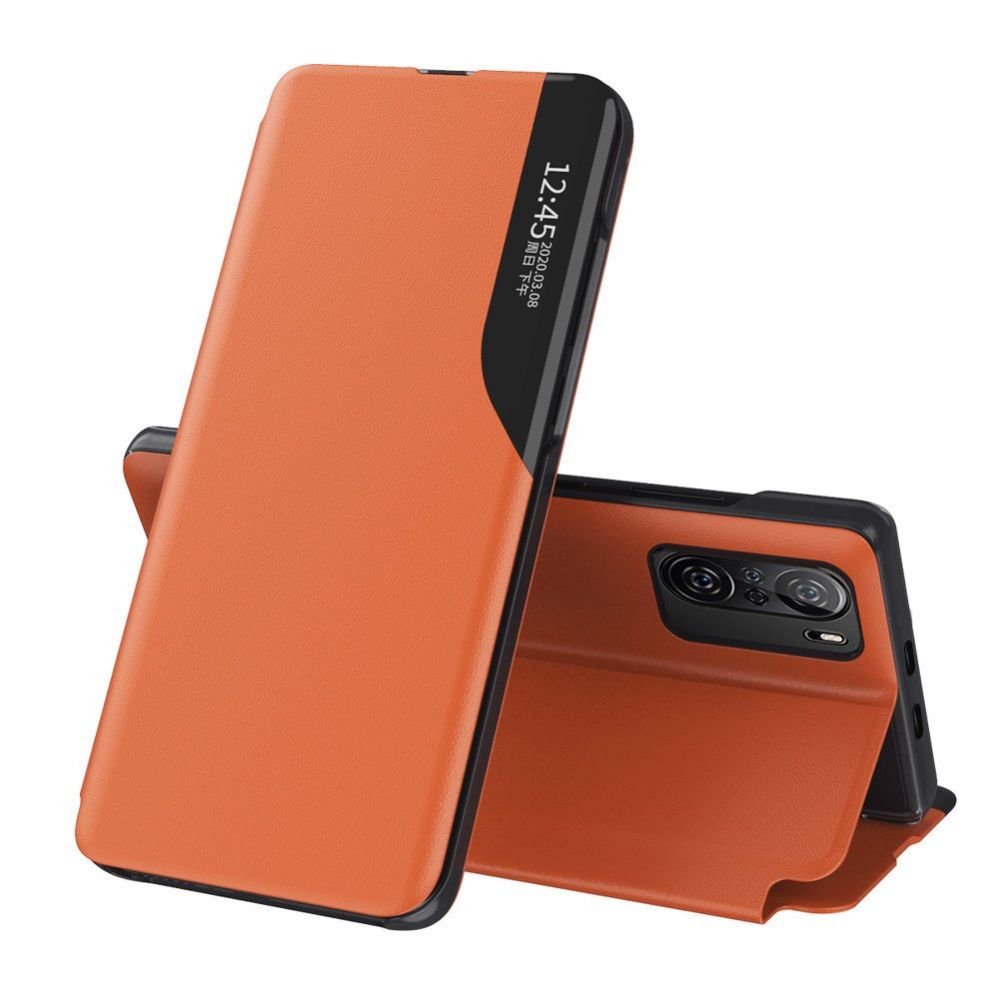 Aizmugurējais vāciņš Hurtel Eco Leather View Case Elegant Flip Cover Case with Stand Function Xiaomi Redmi K40 Pro + / K40 Pro / K40 / Poco F3 Orange