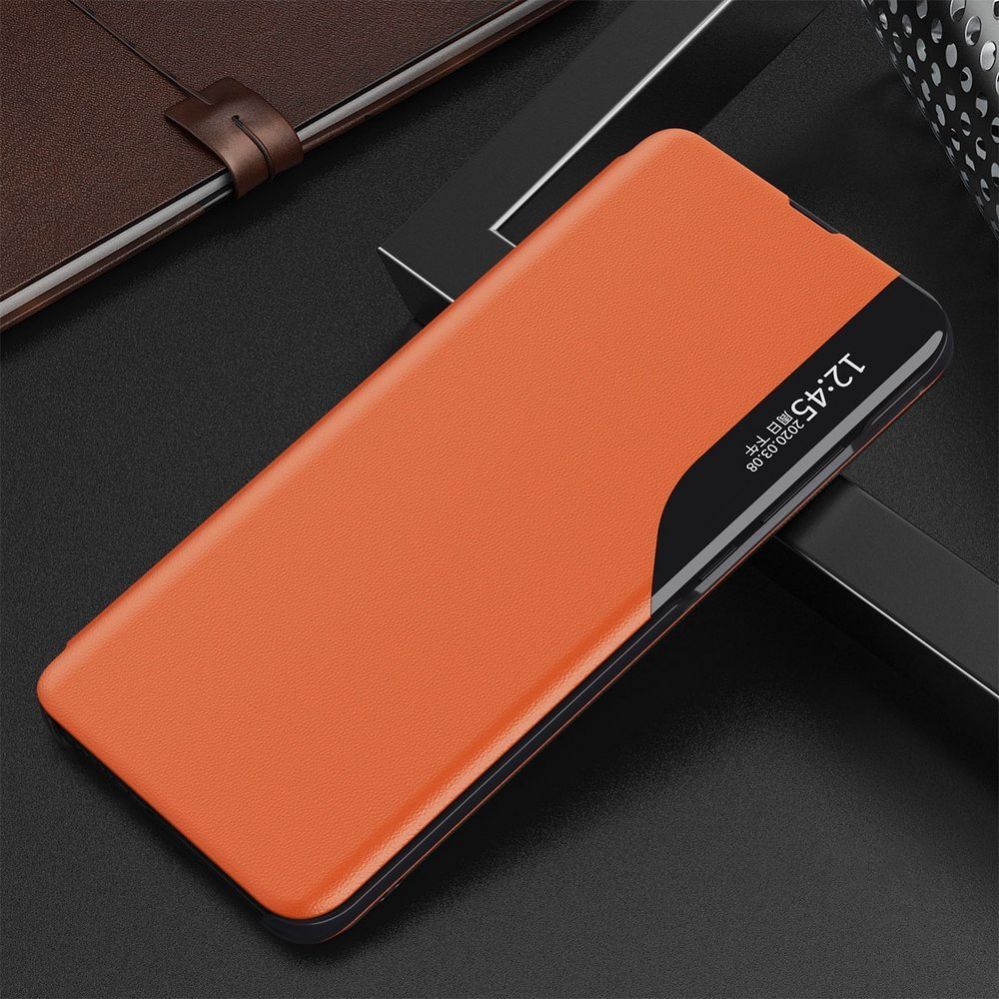 Aizmugurējais vāciņš Hurtel Eco Leather View Case Elegant Flip Cover Case with Stand Function Xiaomi Redmi K40 Pro + / K40 Pro / K40 / Poco F3 Orange