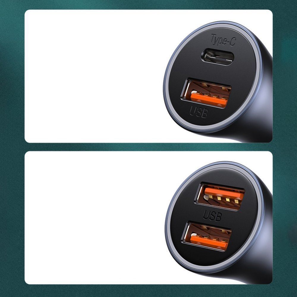 Adapter Baseus Baseus Golden Contactor Pro fast car charger USB Type C / USB 40 W Power Delivery 3.0 Quick Charge 4+ SCP FCP AFC + USB Type C cable - Lightning gray (TZCCJD-B0G)