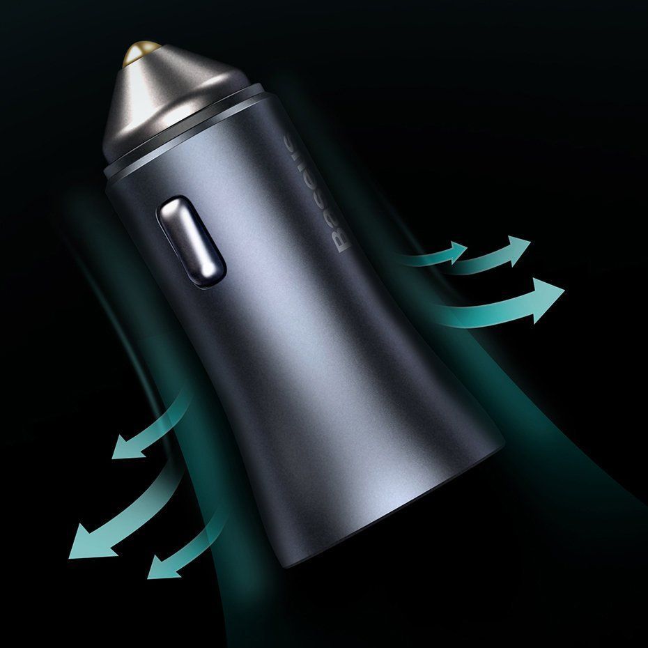 Adapter Baseus Baseus Golden Contactor Pro fast car charger USB Type C / USB 40 W Power Delivery 3.0 Quick Charge 4+ SCP FCP AFC + USB Type C cable - Lightning gray (TZCCJD-B0G)