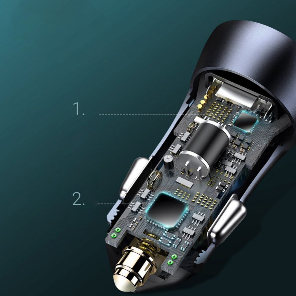 Adapter Baseus Baseus Golden Contactor Pro fast car charger USB Type C / USB 40 W Power Delivery 3.0 Quick Charge 4+ SCP FCP AFC + USB Type C cable - Lightning gray (TZCCJD-B0G)