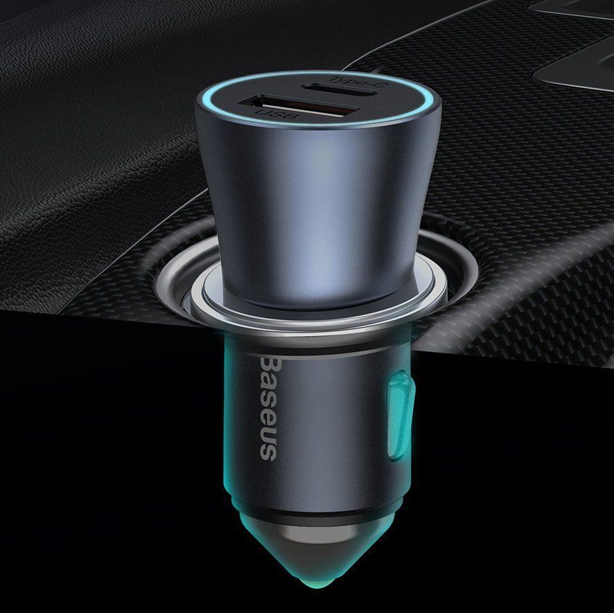 Adapter Baseus Baseus Golden Contactor Pro fast car charger USB Type C / USB 40 W Power Delivery 3.0 Quick Charge 4+ SCP FCP AFC + USB Type C cable - Lightning gray (TZCCJD-B0G)