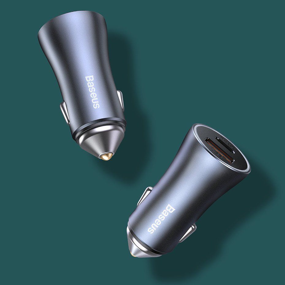 Adapter Baseus Baseus Golden Contactor Pro fast car charger USB Type C / USB 40 W Power Delivery 3.0 Quick Charge 4+ SCP FCP AFC + USB Type C cable - Lightning gray (TZCCJD-B0G)