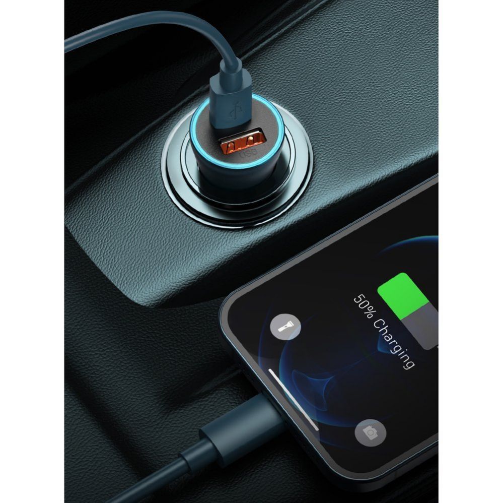 Adapter Baseus Baseus Golden Contactor Pro fast car charger USB Type C / USB 40 W Power Delivery 3.0 Quick Charge 4+ SCP FCP AFC + USB Type C cable - Lightning gray (TZCCJD-B0G)