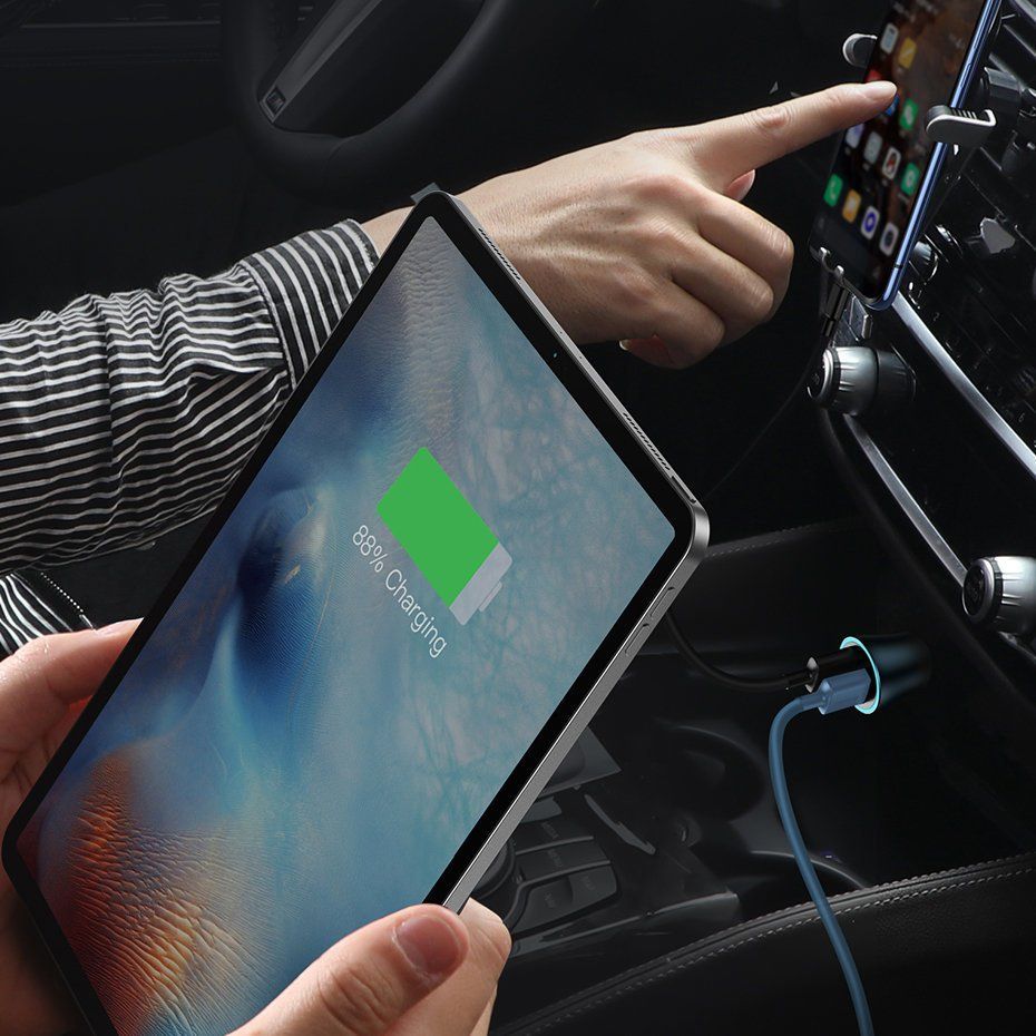 Adapter Baseus Baseus Golden Contactor Pro fast car charger USB Type C / USB 40 W Power Delivery 3.0 Quick Charge 4+ SCP FCP AFC + USB Type C cable - Lightning gray (TZCCJD-B0G)