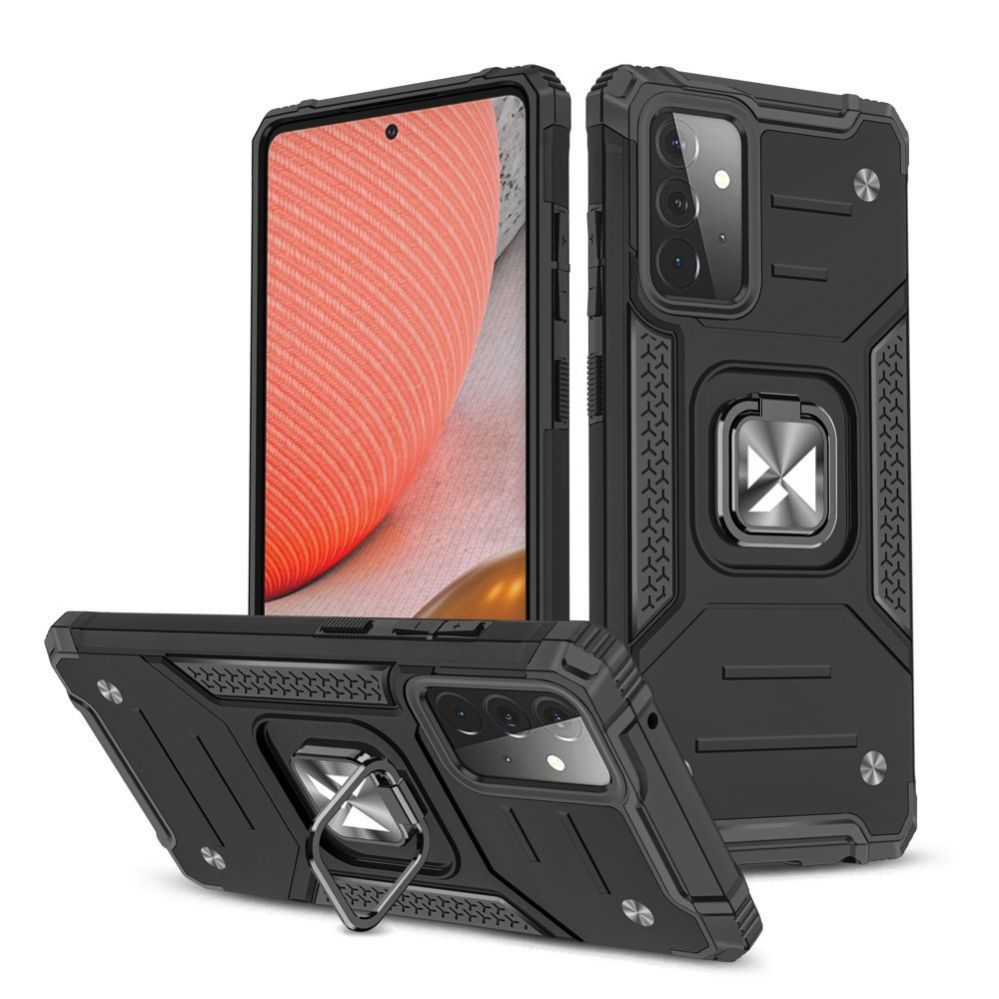 Tagakaaned Wozinsky Wozinsky Ring Armor Case Kickstand Tough Rugged Cover for Samsung Galaxy A72 4G black