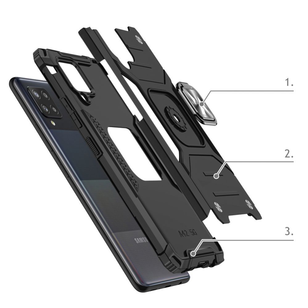 Tagakaaned Wozinsky Wozinsky Ring Armor Case Kickstand Tough Rugged Cover for Samsung Galaxy A42 5G black