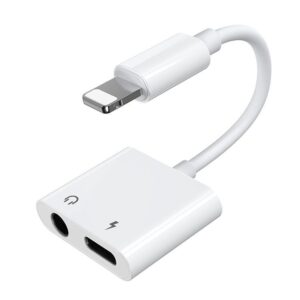 Kabelis Joyroom  Joyroom S-Y104 headphone adapter Lightning - Lightning / mini jack 3.5mm - white 