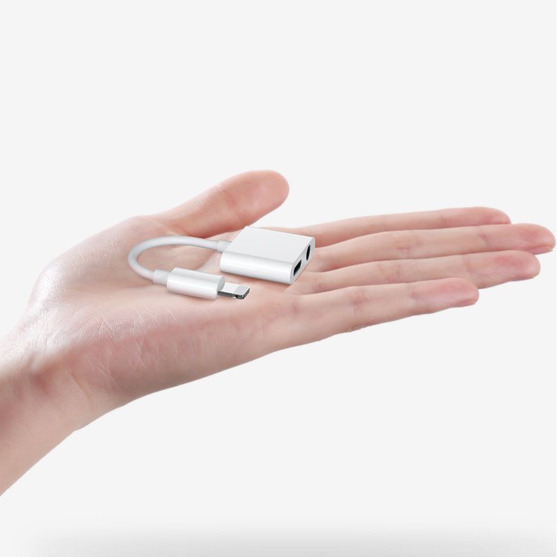 Kabelis Joyroom Joyroom S-Y104 headphone adapter Lightning - Lightning / mini jack 3.5mm - white