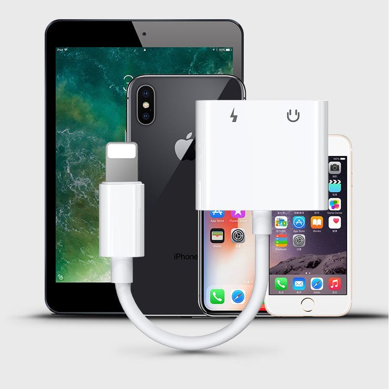 Kabelis Joyroom Joyroom S-Y104 headphone adapter Lightning - Lightning / mini jack 3.5mm - white