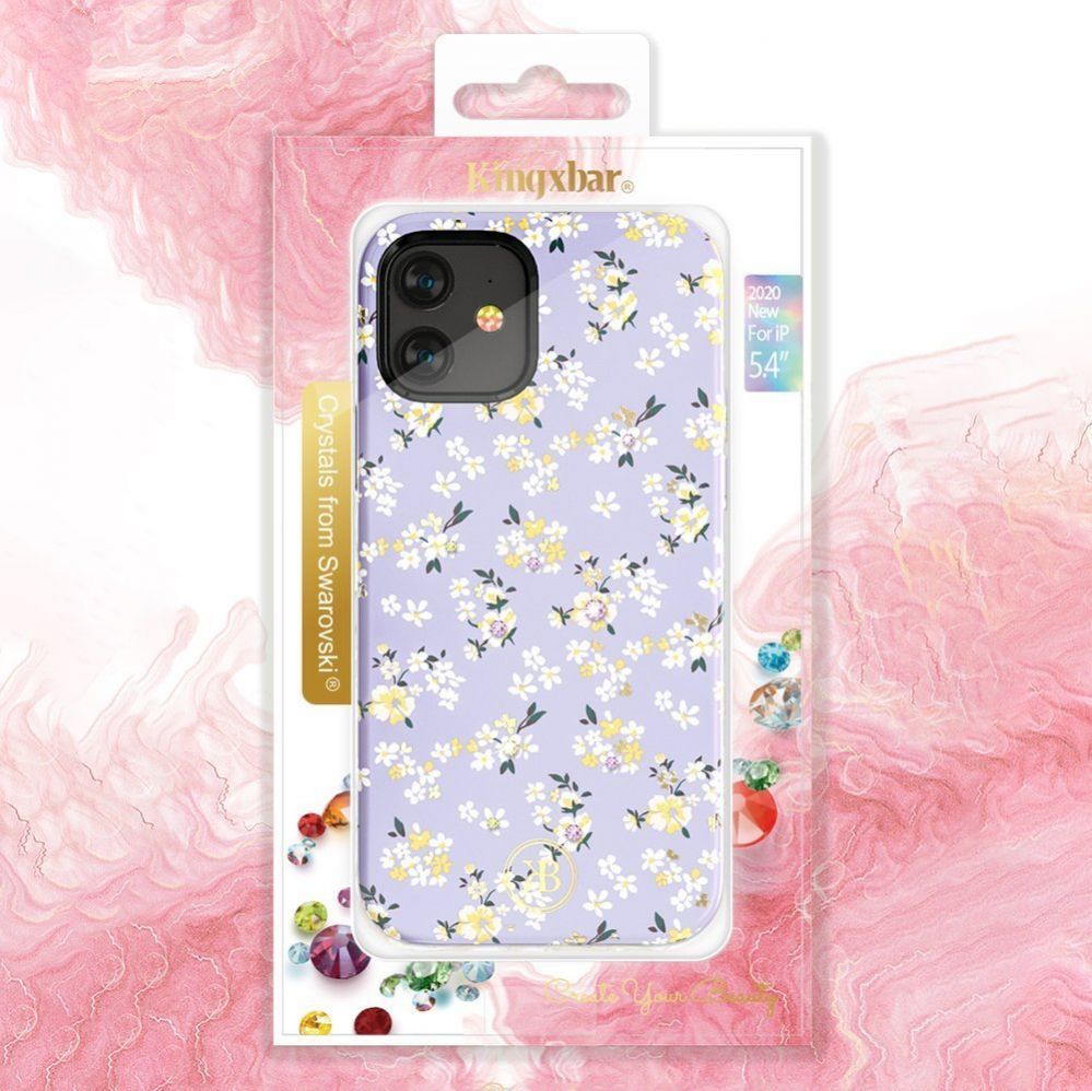 Aizmugurējais vāciņš Kingxbar Kingxbar Blossom case decorated with original Swarovski crystals iPhone 12 mini multicolour (Gardenia)