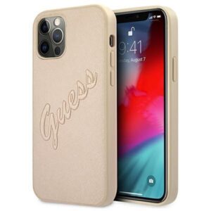 Aizmugurējais vāciņš Guess  Guess GUHCP12LRSAVSLG iPhone 12 Pro Max 6.7" gold/gold hardcase Saffiano Vintage Script 