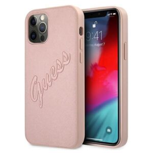 Aizmugurējais vāciņš Guess  Guess GUHCP12LRSAVSRG iPhone 12 Pro Max 6.7" pink/pink hardcase Saffiano Vintage Script 