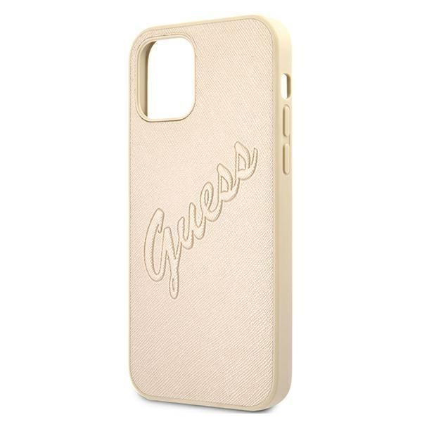 Aizmugurējais vāciņš Guess Guess GUHCP12MRSAVSLG iPhone 12/12 Pro 6.1" gold/gold hardcase Saffiano Vintage Script