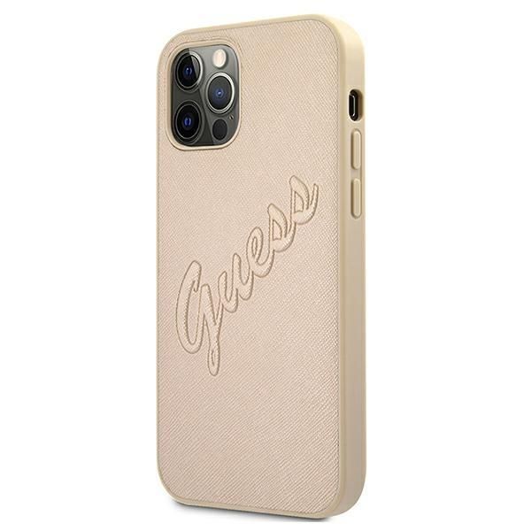 Aizmugurējais vāciņš Guess Guess GUHCP12MRSAVSLG iPhone 12/12 Pro 6.1" gold/gold hardcase Saffiano Vintage Script