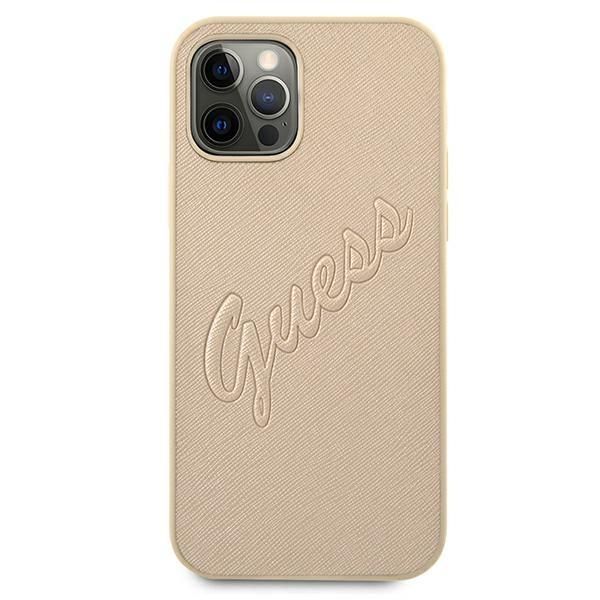 Aizmugurējais vāciņš Guess Guess GUHCP12MRSAVSLG iPhone 12/12 Pro 6.1" gold/gold hardcase Saffiano Vintage Script