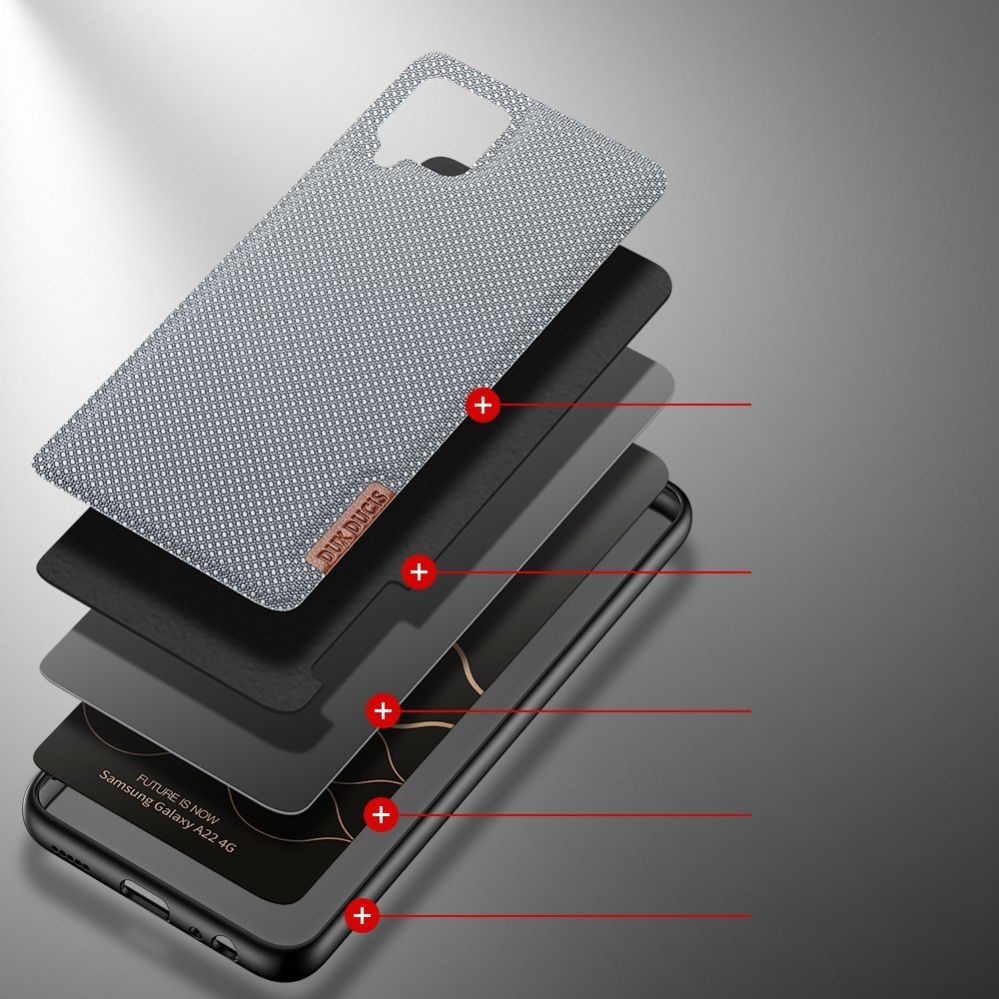 Back panel cover Dux Ducis Dux Ducis Fino case covered with nylon material for Samsung Galaxy A22 4G gray