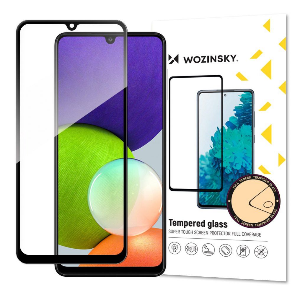Aizsargstikls Wozinsky Wozinsky Tempered Glass Full Glue Super Tough Screen Protector Full Coveraged with Frame Case Friendly for Samsung Galaxy A22 4G black