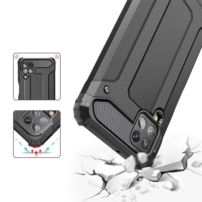 Aizmugurējais vāciņš Hurtel Hybrid Armor Case Tough Rugged Cover for Samsung Galaxy A22 4G silver