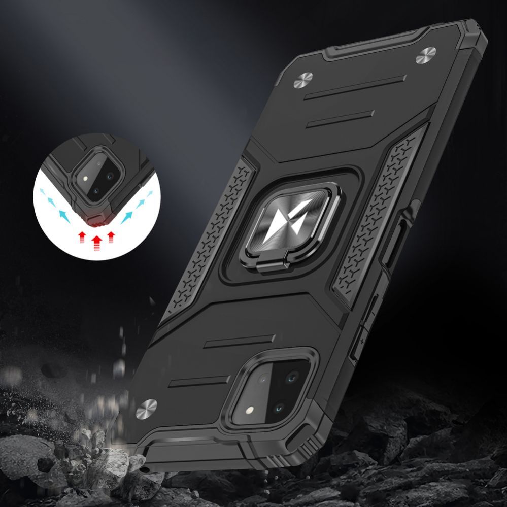 Back panel cover Wozinsky Wozinsky Ring Armor Case Kickstand Tough Rugged Cover for Samsung Galaxy A22 4G silver