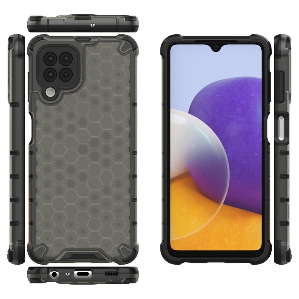 Aizmugurējais vāciņš Hurtel Honeycomb Case armor cover with TPU Bumper for Samsung Galaxy A22 4G black
