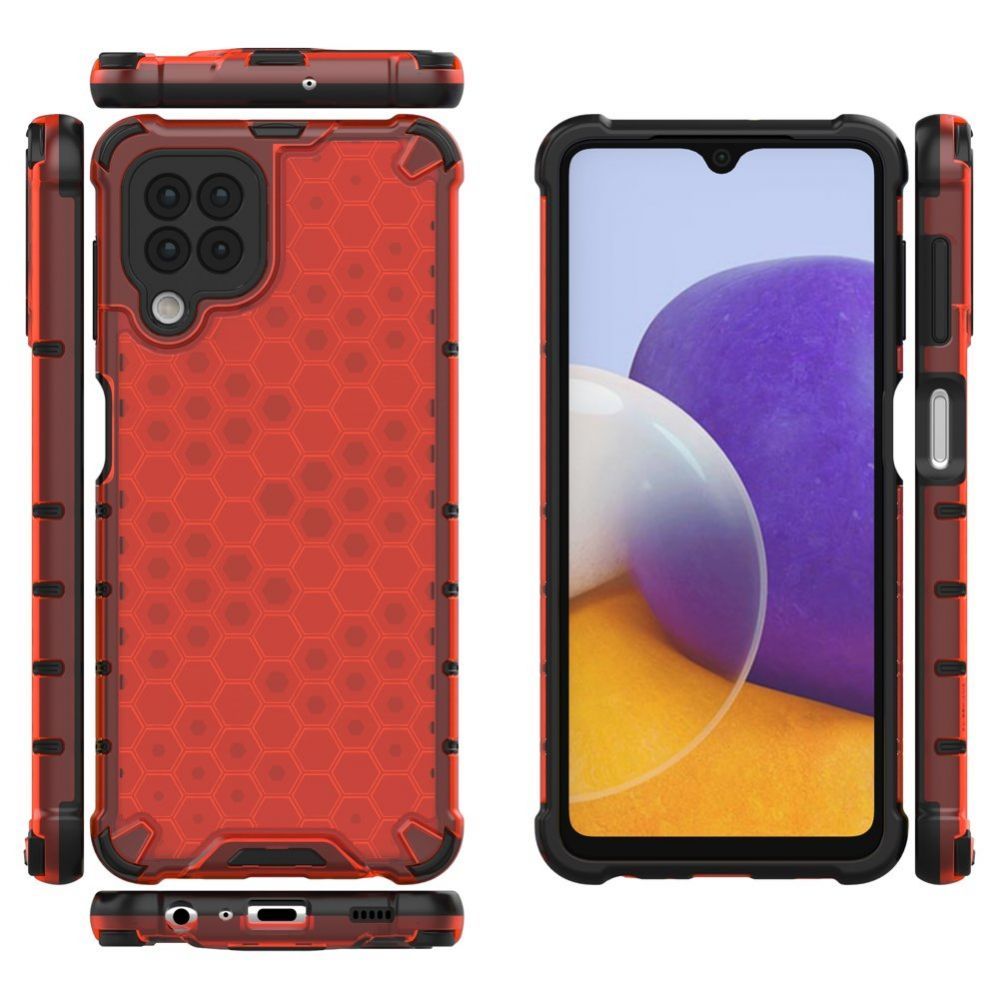 Aizmugurējais vāciņš Hurtel Honeycomb Case armor cover with TPU Bumper for Samsung Galaxy A22 4G red