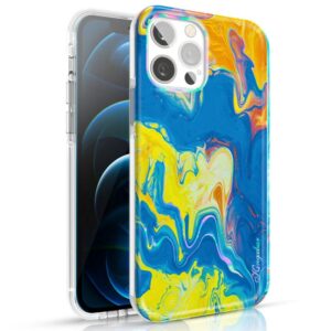 Aizmugurējais vāciņš Kingxbar  Kingxbar Watercolor Series color case for iPhone 12 Pro Max yellowblue 