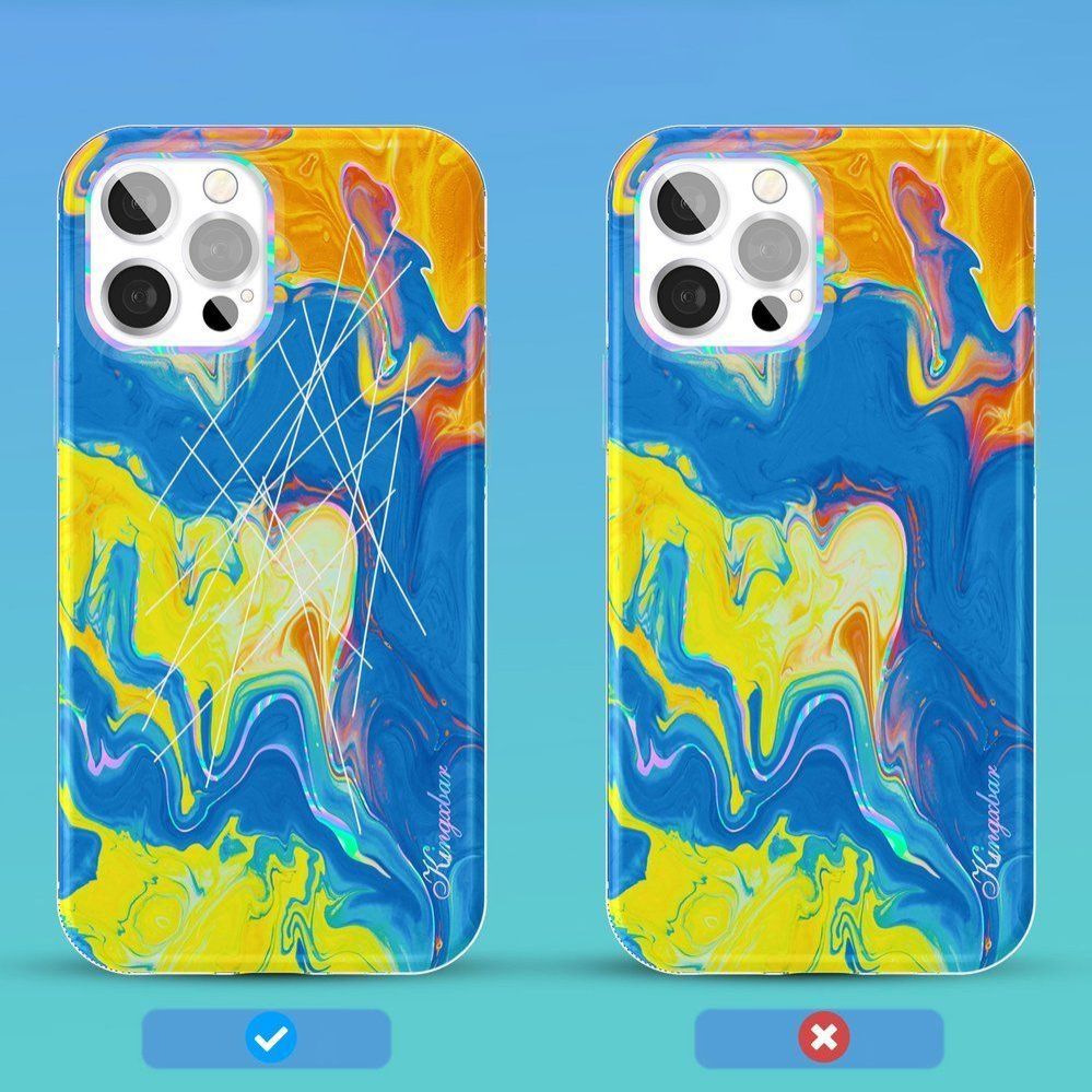 Back panel cover Kingxbar Kingxbar Watercolor Series color case for iPhone 12 Pro / iPhone 12 yellowblue