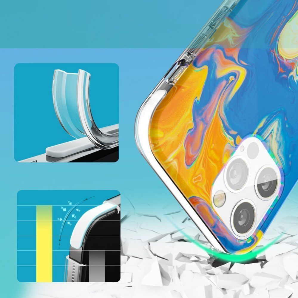 Back panel cover Kingxbar Kingxbar Watercolor Series color case for iPhone 12 Pro / iPhone 12 yellowblue