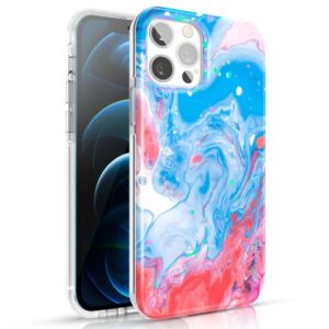 Aizmugurējais vāciņš Kingxbar  Kingxbar Watercolor Series color case for iPhone 12 Pro Max Blue-pink 