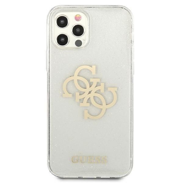 Back panel cover Guess Guess GUHCP12LPCUGL4GTR iPhone 12 Pro Max 6.7" transparent hard case Glitter 4G Big Logo
