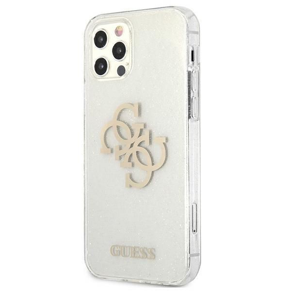 Back panel cover Guess Guess GUHCP12LPCUGL4GTR iPhone 12 Pro Max 6.7" transparent hard case Glitter 4G Big Logo