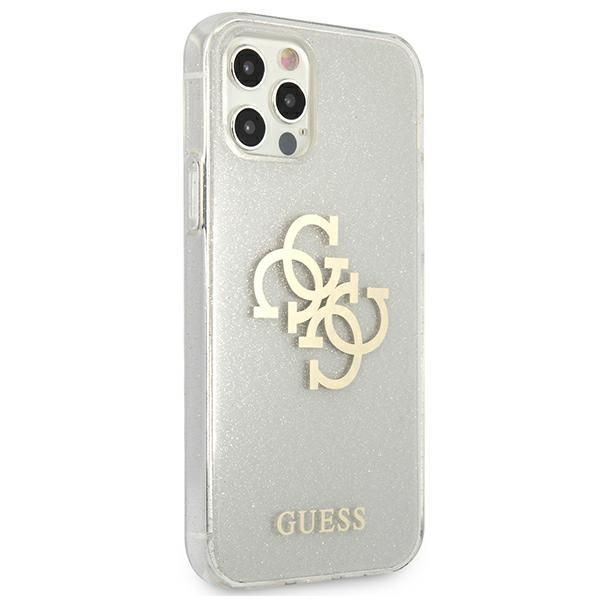Back panel cover Guess Guess GUHCP12LPCUGL4GTR iPhone 12 Pro Max 6.7" transparent hard case Glitter 4G Big Logo