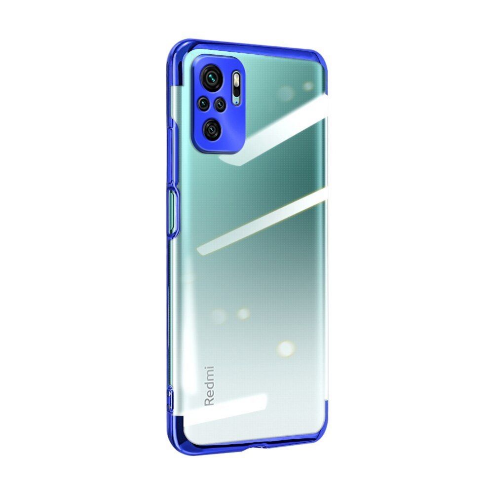 Back panel cover Hurtel Clear Color Case Gel TPU Electroplating frame Cover for Xiaomi Redmi Note 10 5G / Poco M3 Pro blue