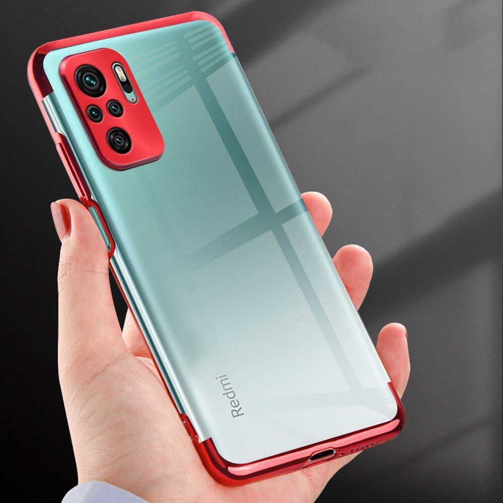 Back panel cover Hurtel Clear Color Case Gel TPU Electroplating frame Cover for Xiaomi Redmi Note 10 5G / Poco M3 Pro blue