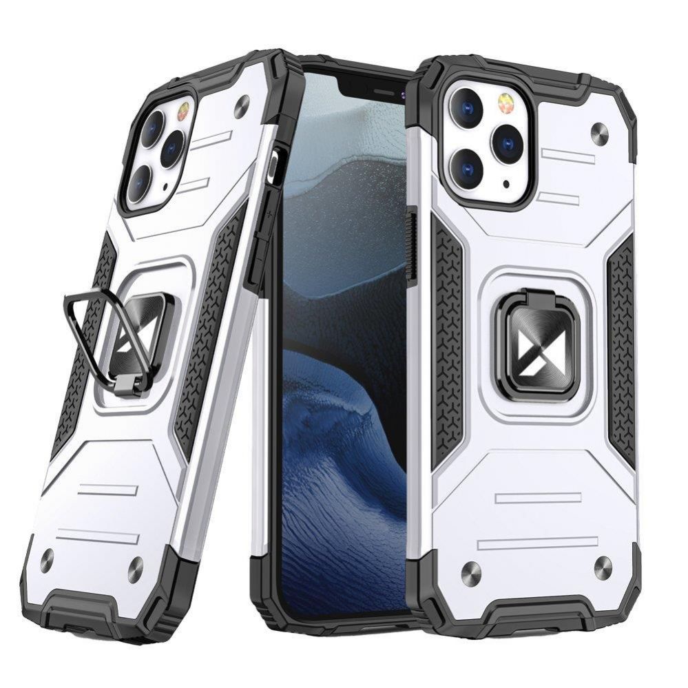 Back panel cover Wozinsky - Wozinsky Ring Armor Case Kickstand Tough Rugged Cover for iPhone 13 Pro Max silver