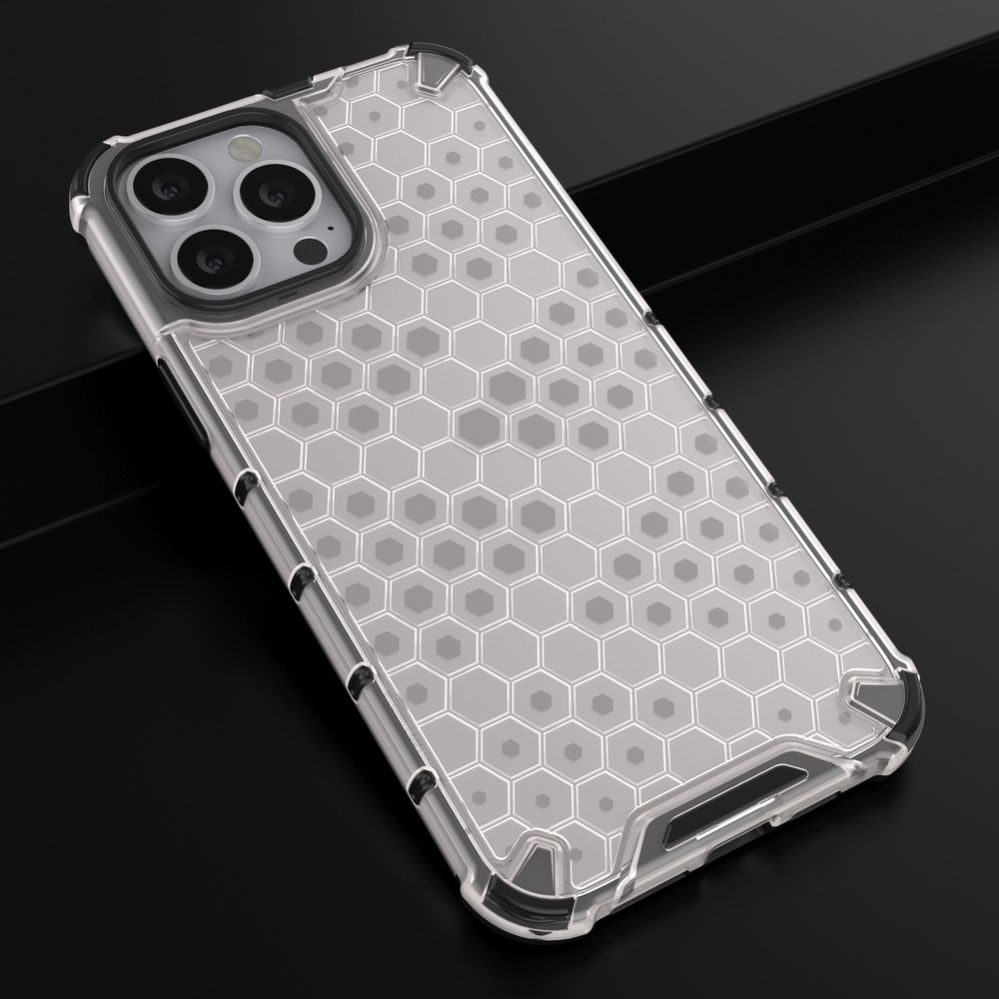 Aizmugurējais vāciņš Hurtel Honeycomb Case armor cover with TPU Bumper for iPhone 13 Pro Max transparent