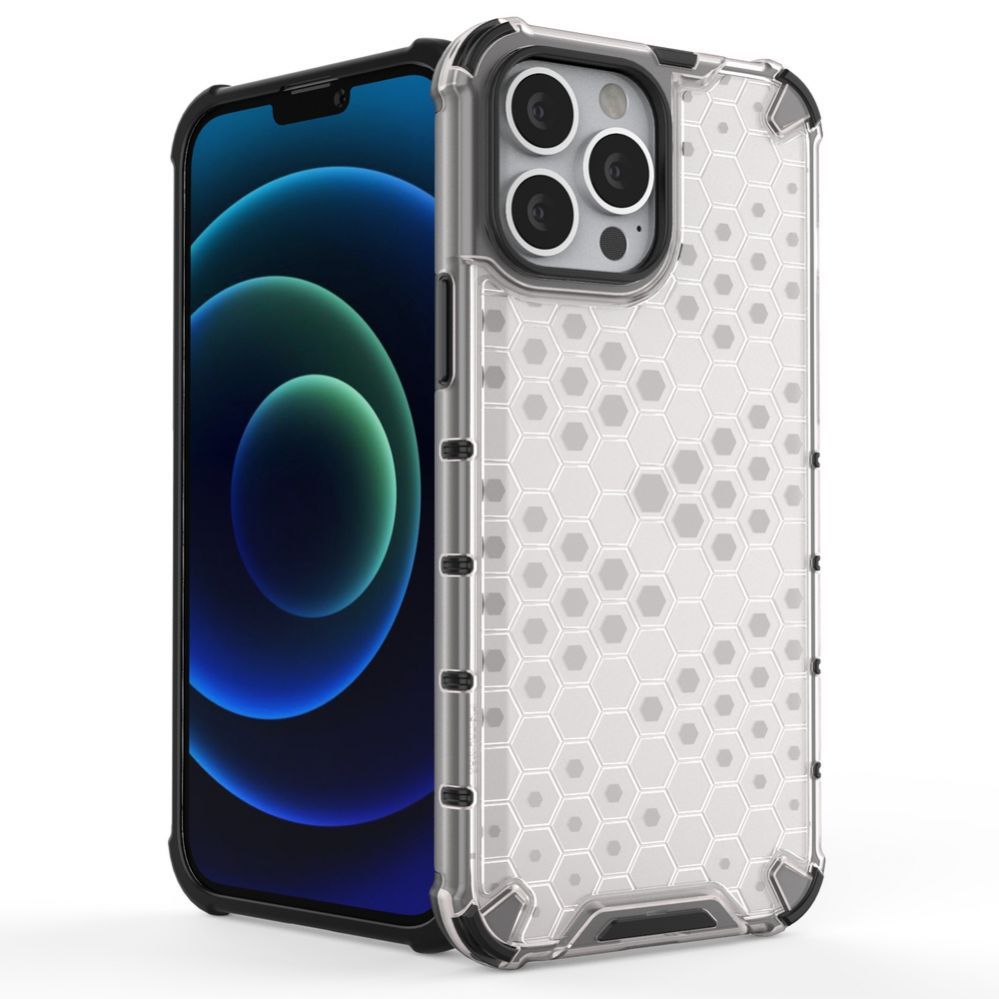Aizmugurējais vāciņš Hurtel Honeycomb Case armor cover with TPU Bumper for iPhone 13 Pro Max transparent